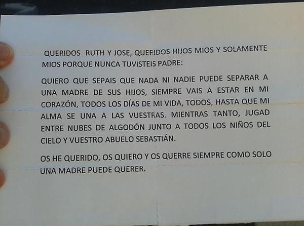 ariiadna99's tweet photo. Increíble carta de la Madre de Ruth y José. http://t.co/dBCcJF590q