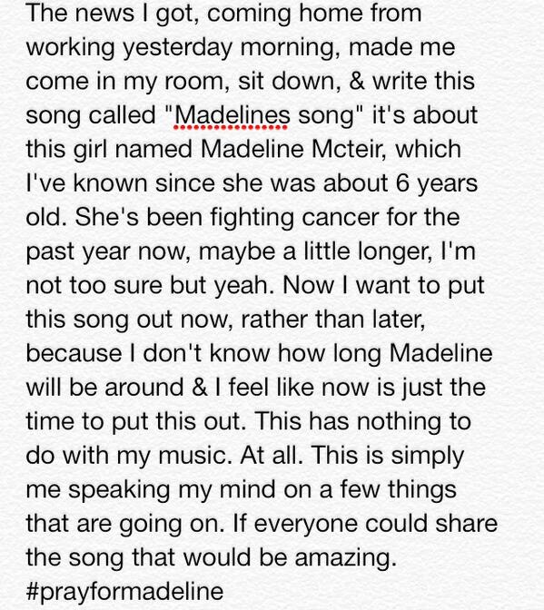 dduncanstocks's tweet photo. Everyone PLEASE read this for me &amp; RT it so everyone else can read it as well. #prayformadeline http://t.co/Sbspw2nTzl