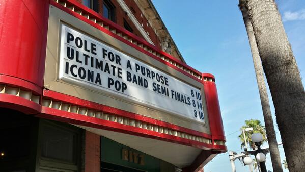 theritzybor's tweet photo. COMING SOON TO @TheRitzYbor #Tampa:@PoleforaPurpose on 8/10, #UltimateBands Series Week 1 on 8/14 &amp; @iconapop on 8/18 http://t.co/Z1dvBb5squ