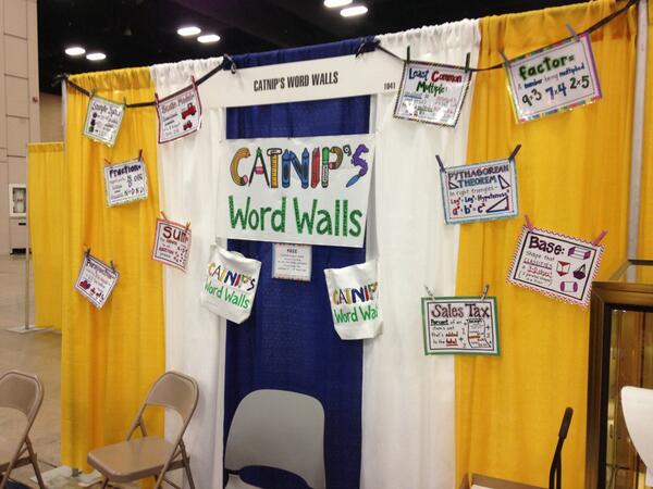 SmithCurriculum's tweet photo. Eavesdropping while walking exhibits at #camt13 pays off! Talking #tpt with Catnip's Word Walls http://t.co/PrrRaI42d2