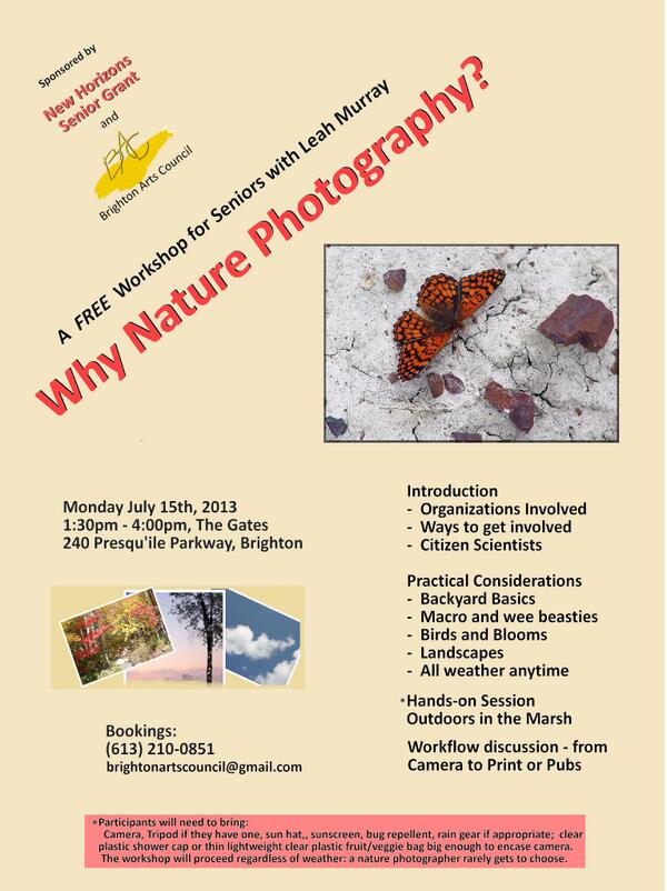 ArtsInBrighton's tweet photo. If you're looking for an awesome nature photography experience, check out this upcoming workshop! Space is limited! http://t.co/XX0hMmsoJ1