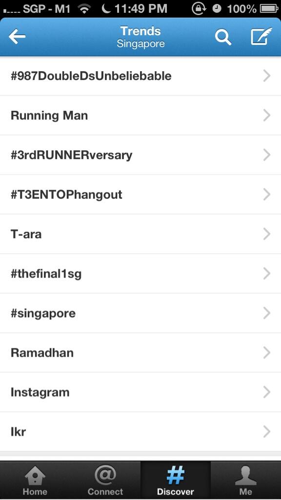 RunningManSG_'s tweet photo. 'Running Man' &amp; #3rdRUNNERversary are trending 2nd &amp; 3rd respectively in Singapore!! http://t.co/efNbdHRD3I