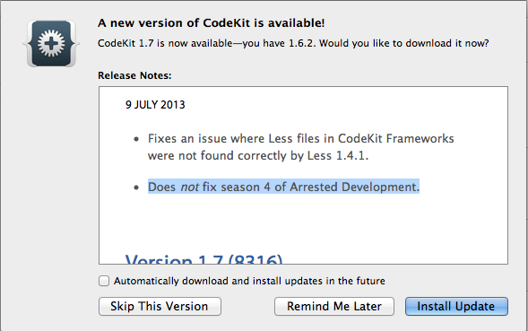 sounden's tweet image. Haha! Lovely! There is some hope for us after all :) #codeKit #dev