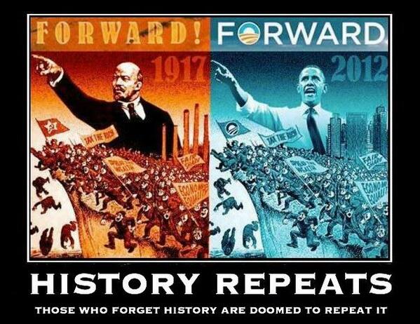 Forward - campaign slogans for both Obama and Lenin 