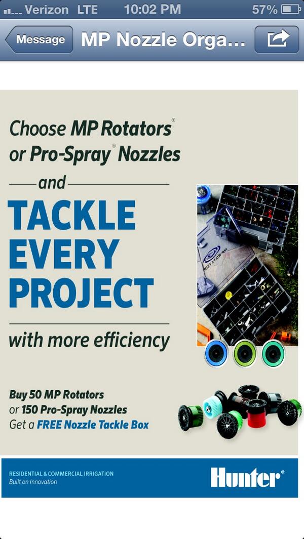 Come see us at Atlantic Irrigation  GA locations to get your free nozzle box when you buy Hunter nozzles