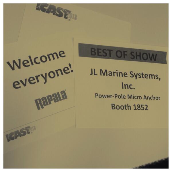 ICASTshow's tweet photo. Congratulations to J.L. Marine Systems, Inc. on the ICAST New Product Showcase Best of Show Award! Congrats! http://t.co/MqlLaI0Xx3
