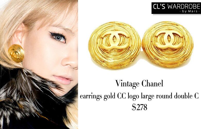 CL'S WARDROBE on X: [Fashion]#CL Earrings: #Vintage Chanel# earrings gold  CC logo large round double C $278  / X