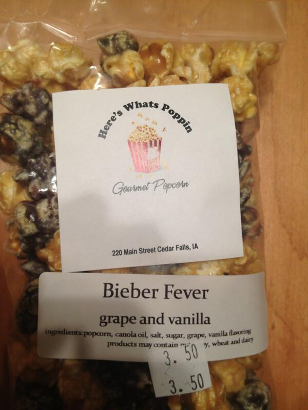 SarahSinclair's tweet image. My neighbor just brought me Bieber fever popcorn! @justinbieber