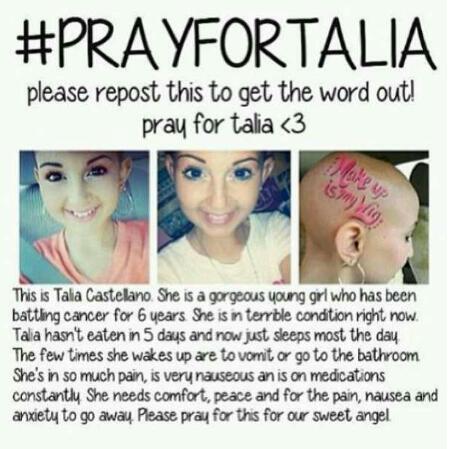 JustCheerQuotes's tweet photo. Everyone, please pray for Talia! She is such an inspiration to me! #PrayForTalia #JustKeepSwimming http://t.co/bs662KHEgd