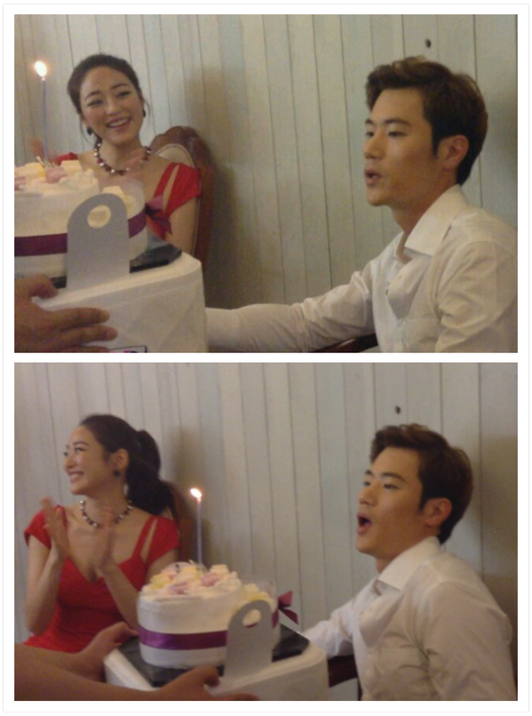 NAMOOACTORS2004's tweet photo. 오늘은 나무의 폭풍 맵시를 자랑하는 [#김강우 @kkw1978 ]배우 생일입니다!!축하축하! 지금은 영화 '결혼전야' 포스터촬영중! 커플연기로 호흡을 맞춘 아름다운 [#김효진]배우도 같이 축하해주셨어요! 우왕~ http://t.co/5EwEvojPIU