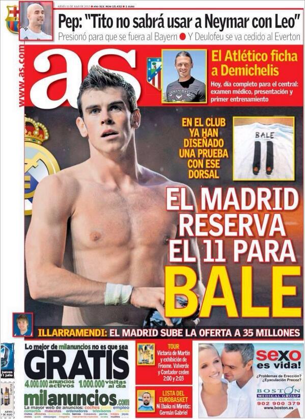 BO4NMmlCQAImrOU Real Madrid reserve number 11 shirt for Gareth Bale, AS publish photo of kit found in Bernabeu