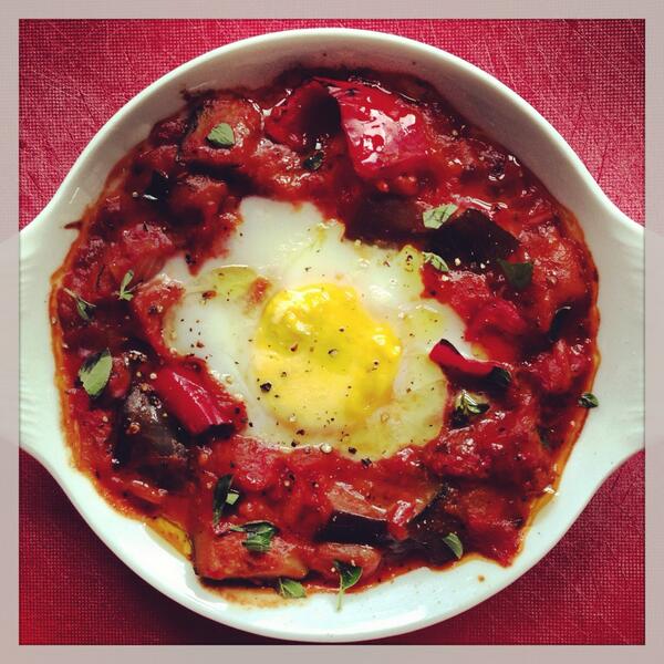 newbreakfast's tweet image. Egg baked in ratatouille. #breakfast #newbreakfast