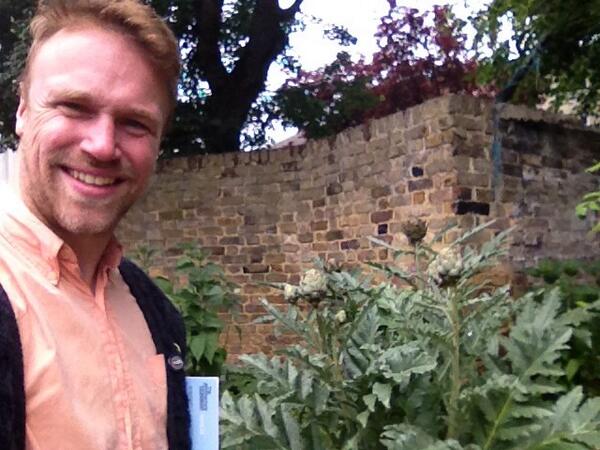 DIYDeptford's tweet photo. The globe artichokes have bloomed this year down in the perennial patch. http://t.co/8T0RL3K4iY