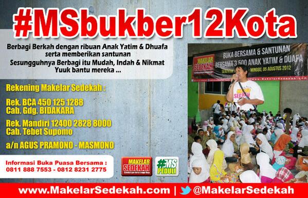 10/17. #MSTuban, Target 800 Penerima Manfaat. CP: <a href="/MSTuban/">MakelarSedekah Tuban</a> | Agen Abdul 081357993659 #MSbukber12Kota