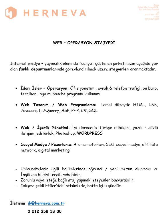 Internet Medya Yayıncılık'ta ilklerin ismi HERNEVA'dan gençlere staj imkanı!