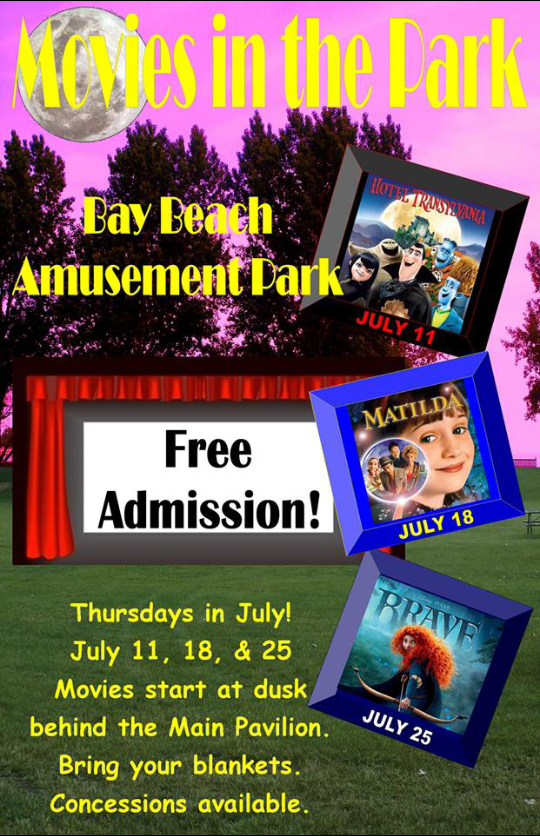 BayBeachGB's tweet photo. Come join us at dusk tonight for Hotel Transylvania! http://t.co/452Or6X9N1