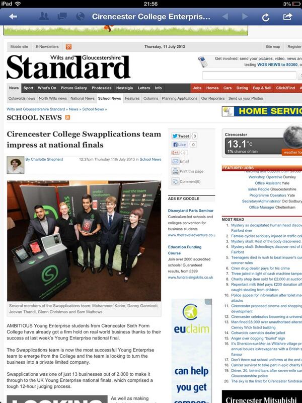 swapplications's tweet photo. Nice to make it into the local press! http://t.co/V5aoPVoA4K http://t.co/DcygFNZn45