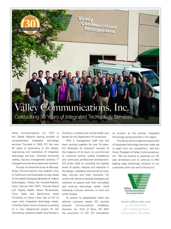 ValleyComInc's tweet photo. VCI's 30 year anniversary profile in Comstock's Magazine http://t.co/XoolIjz1Wl