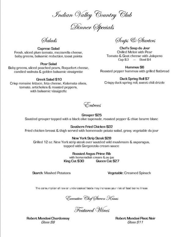 IVCCGolf's tweet photo. Weekend Dinner Features:  Come out and dine at IVCC. Good luck Member-Guest players! http://t.co/z5vCYpDkzK