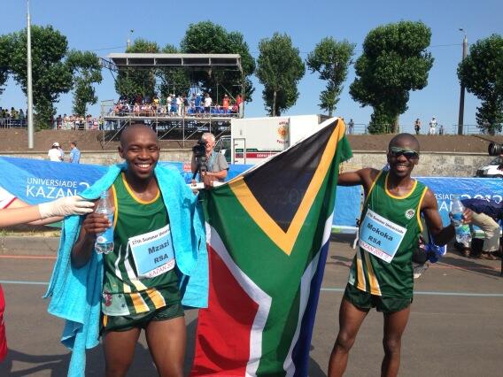StudentTeamSA's tweet photo. Our Champions after the 21 km race! Brilliant! #kazan2013 #degreesofgreatness http://t.co/Fga1G8pm57
