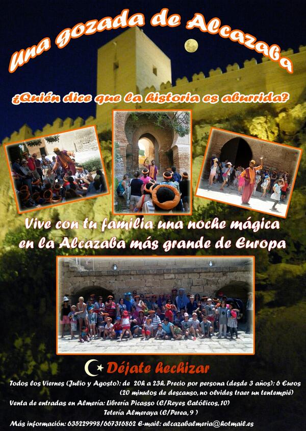 UNAGOZADADEALCA's tweet photo. Esta noche Visita Teatralizada en la Alcazaba de Almeria. Info:635229998/667316862. @AlmeraTurismo @Alcazabaalmeria http://t.co/0IZRvcGcZr