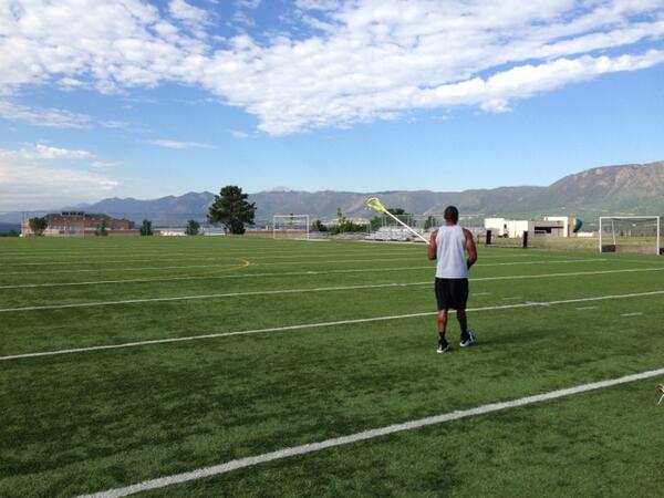 Out on the field in C-Springs for <a href="/PlaymakerLax/">Playmaker Lacrosse</a> camp! Perfect morning, not a bad view <a href="/aCasimir5/">Andrew Casimir</a>. #bigchestlillegs