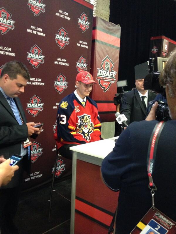 PaniniAmerica's tweet photo. @Barkovsasha95 of the @FlaPanthers is all smiles at the interview podium. #NHL #NHLDraft2013 http://t.co/v2nulq3EmV