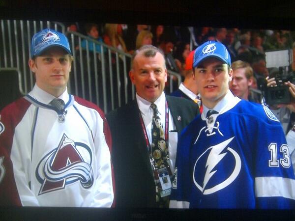 CBCNS's tweet photo. RT @cbccameraman: Nathan MacKinnon - Colorado; Jonathan Drouin - Tampa Bay Lightning #NHLDraft2013 http://t.co/XjHKM03Ce4 #cbcns