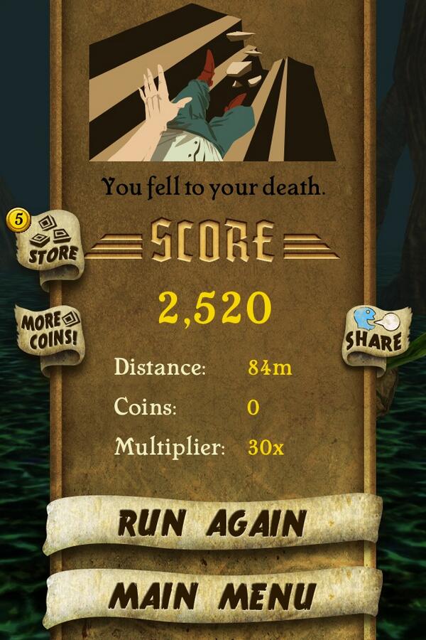GastroMusic's tweet photo. I got 2,520 points while escaping from demon monkeys. Beat that! http://t.co/F5HE1B0H1u #TempleRun http://t.co/RJQgd1Uqu7