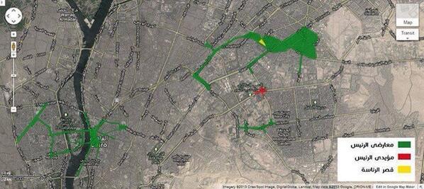 FatimaNaoot's tweet photo. جوجل ايرث: الأخضر معارضين (١٧-٢٠ مليون). الأحمر مؤيدو #مرسي   شعب مصر المثقف يسقط الإخوان. http://t.co/VwDVFmWUQx