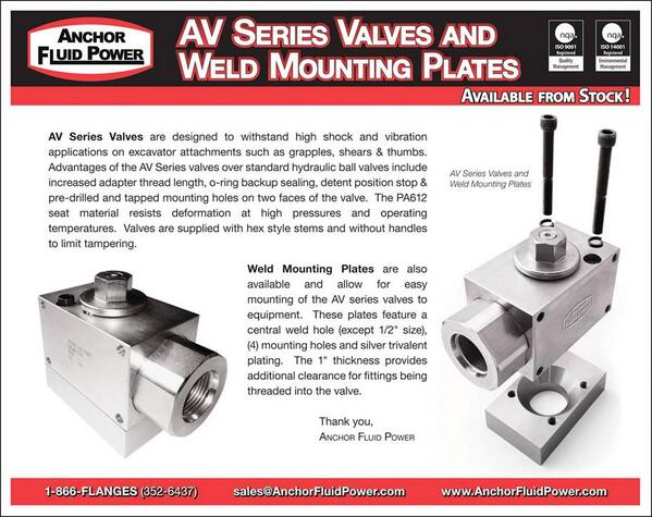 #AVSeriesValves and #WeldMountingPlates available from stock!