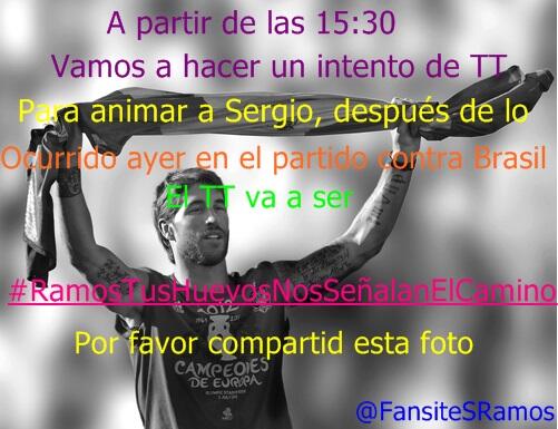 FanSiteSRamos's tweet photo. @canelitareal Por favor ayudanos a difundir esta foto de apoyo a Sergio, no está pasando por un buen momento http://t.co/9EpwWcOLFE