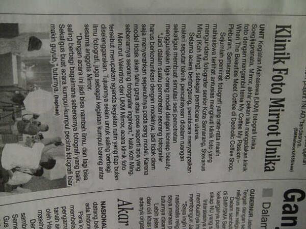 Klinik fotografi <a href="/UkmMirror/">MIRROR Photography</a> "My Coffee My Passion-When the Beauties meet coffee" masuk koran gt gais ♥