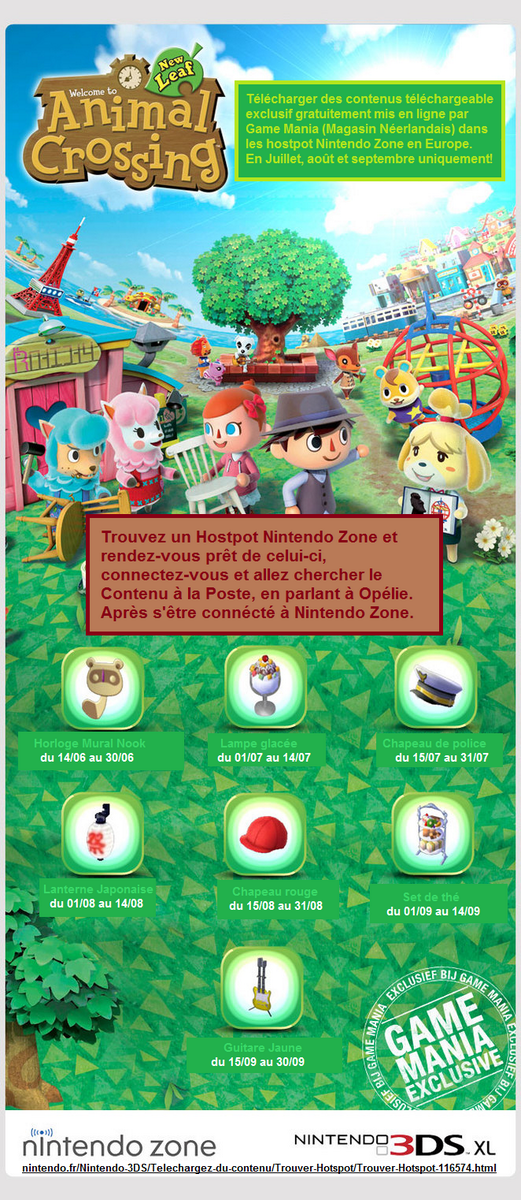 AnimalC_FR's tweet image. Découvrez les Contenus téléchargeable #NintendoZone Européen disponible en Juillet, Août et Septembre! #acnl