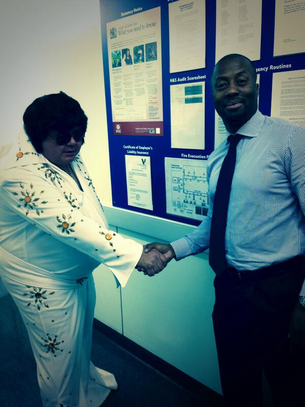 wilf36's tweet photo. Elvis Safely is in the building #peterboroughdc #healthandsafetyweek @mikeexleysd41 @scstrachota @TescoMedia http://t.co/Y1bHMP6K8u