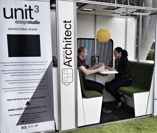 unit3_design's tweet photo. Architectural consultations being given in the archiPOD last weekend @TeaWAArchitect @GabrielleOmar @Liverpool_ONE http://t.co/9ROAY9rFq5