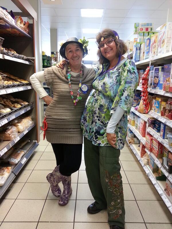 Amanda and Betty glamming up for Glastonbury at Unthank Road!