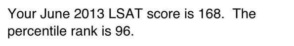 wprichard55's tweet photo. SOLI DEO GLORIA!!! Just got my #LSAT score in an email unexpectedly - 168!!! SO BLESSED! http://t.co/oyrMejuSta
