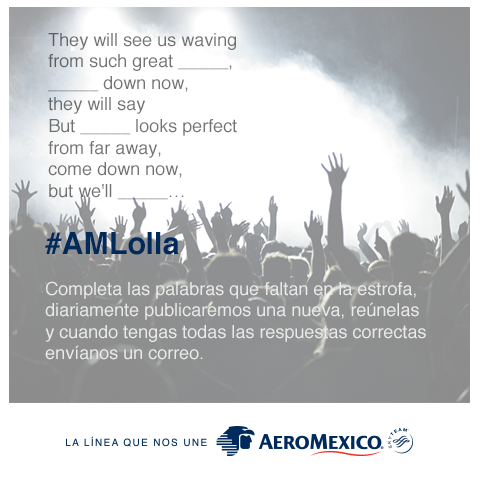 Aeromexico's tweet photo. RT #AMLolla Canción 1 ✈  http://t.co/MJ1WQ33d81 - http://t.co/X0giTGCtwt