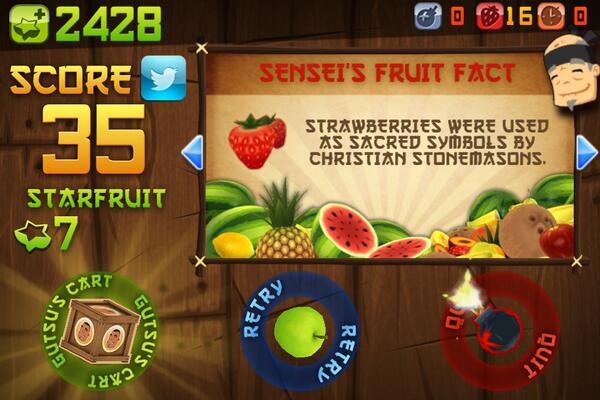rosiedreamin's tweet photo. I just sliced 35 fruit in Classic Mode on Fruit Ninja for iPhone!RRa. 1.  V http://t.co/B0pOPr3d4z http://t.co/fGcV0DP8N2