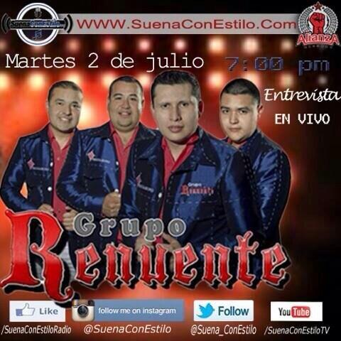 Los invitamos a sintonizar @Suena_ConEstilo mañana a las 7PM para que disfruten de la entrevista de Grupo Renuente.