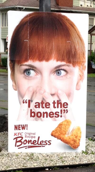 VibrantBrands's tweet photo. is this a good advertisement? Should i be scared, hungry or both? #kfc http://t.co/G1TPIIt981