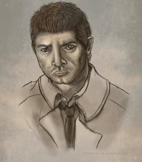 Fuckertastic's tweet photo. "@badspnfanart: don't be sad castiel http://t.co/qlKCJC1Ipg" @RP_FanGirl