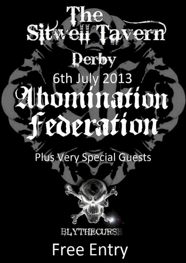 This Saturday at the Sitwell Tavern, Derby, see you there!