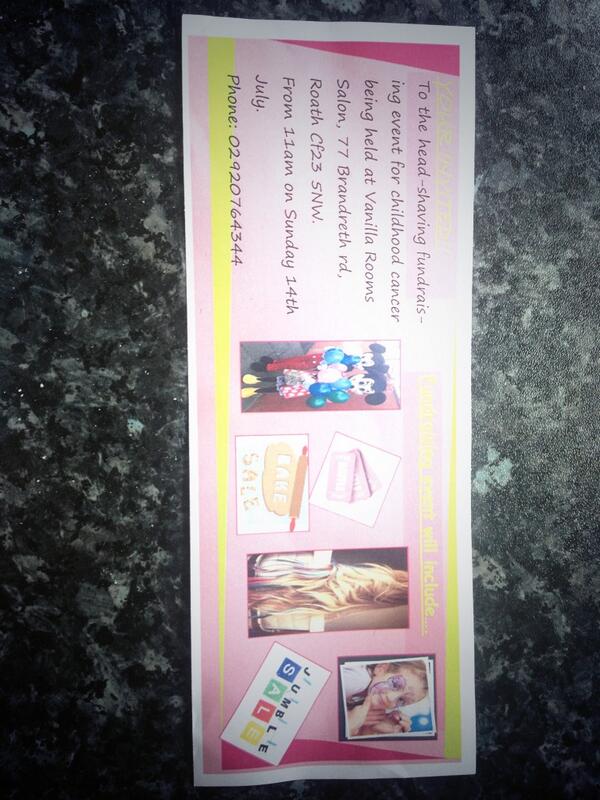 vanillarooms's tweet photo. Get down to our salon on the 14th for our fun fundraising day!! #cardiff #fundraising http://t.co/ou8WSALYsi