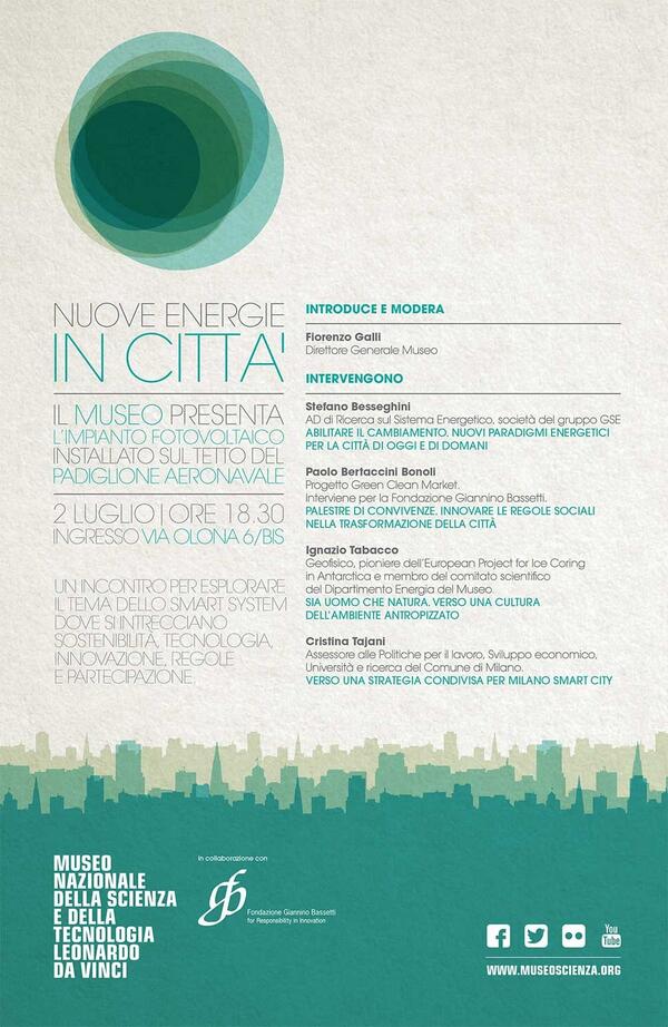 Oggi al Museo della Scienza di Milano, ore 18:30: Smart City e progetto Green Clean Market