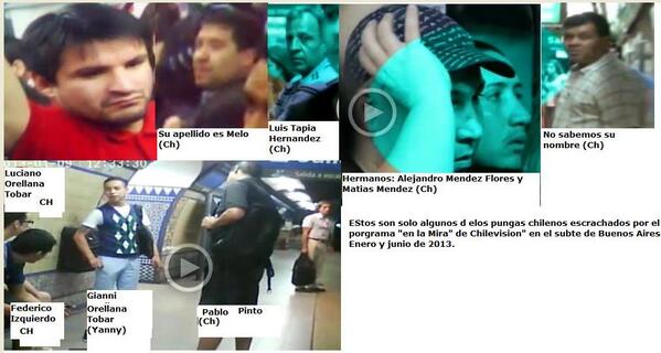 Estos son solo algunos de los pungas chilenos detectados por chilevision en nuestro subte, estan robando asi q RT