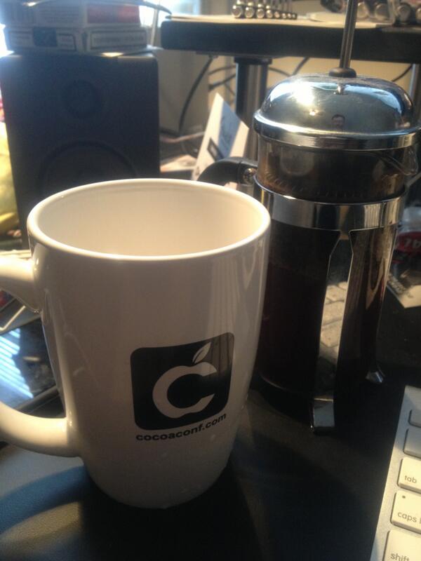 balexander's tweet photo. Breaking out of the starbucks habit means I can use my @cocoaconf mug: http://t.co/sUzlLRLWg6