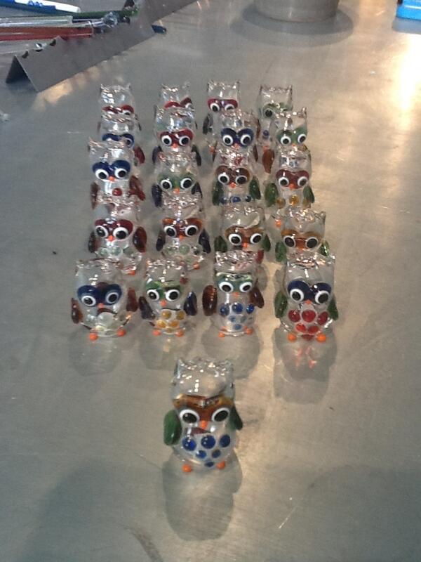 Glass owl army on the move! #glassart #bostonarts #flameworking #fiamma #fiammglass