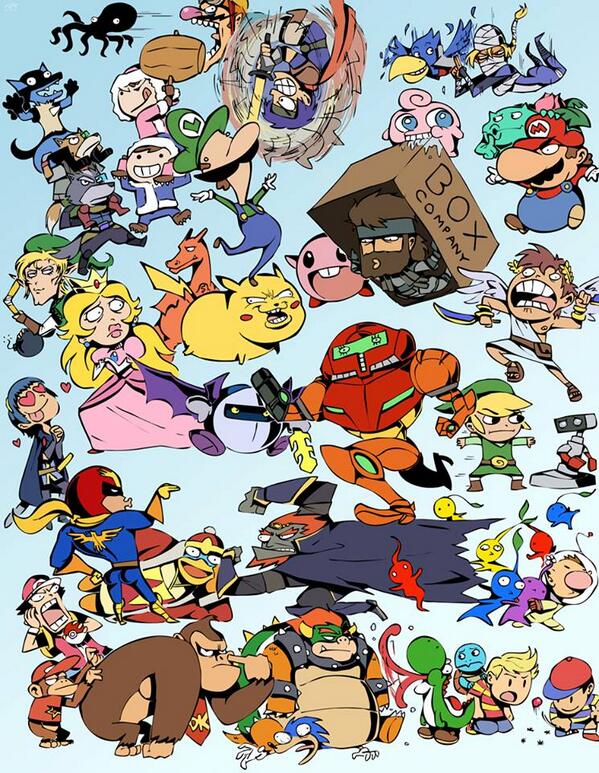 teensofhs's tweet photo. We've basically summed up #Nintendo's Super Smash Bros. in one picture... http://t.co/mzbGi11gUA